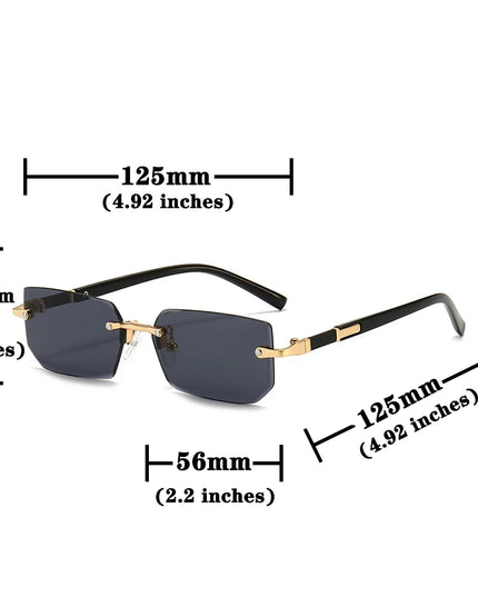 Rimless Sunglasses Rectangle Fashion Popular Women Men Shades Small Square Sun Glasses For Female Male Summer Traveling Oculos