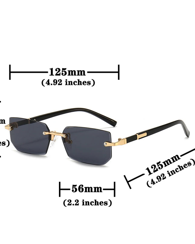 Rimless Sunglasses Rectangle Fashion Popular Women Men Shades Small Square Sun Glasses For Female Male Summer Traveling Oculos