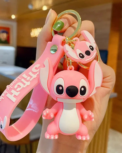 New Anime Disney Keychain Cartoon Mickey Mouse Minnie Lilo & Stitch Cute Doll Keyring Ornament Key Chain Pendant Kids Toys Gifts