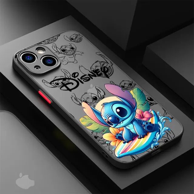 Shockproof Case For Apple iPhone 11 13 15 14 16 Pro Max 12 Mini 7 8 Plus XR X XS Matte Funda Phone Cover Cute Cartoon Stitch