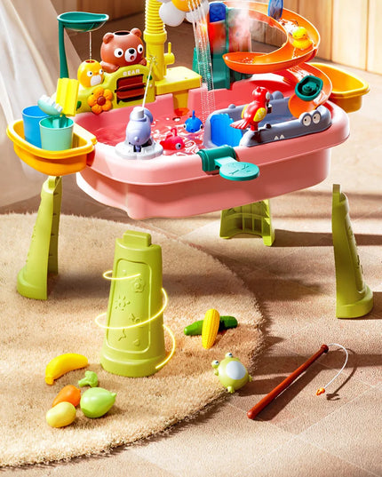 Children's kitchen toys electric fun water play water wash basin fishing dishwashing home role-playing baby early education toy
