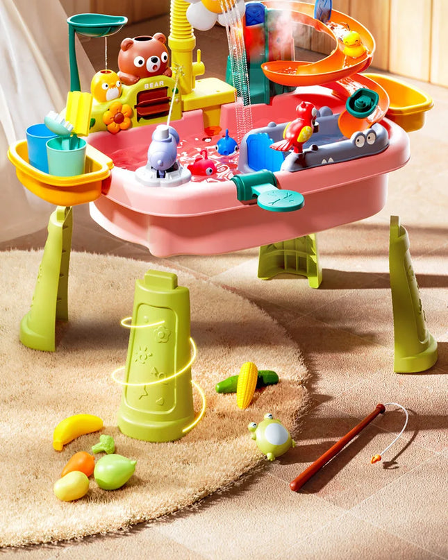 Children's kitchen toys electric fun water play water wash basin fishing dishwashing home role-playing baby early education toy