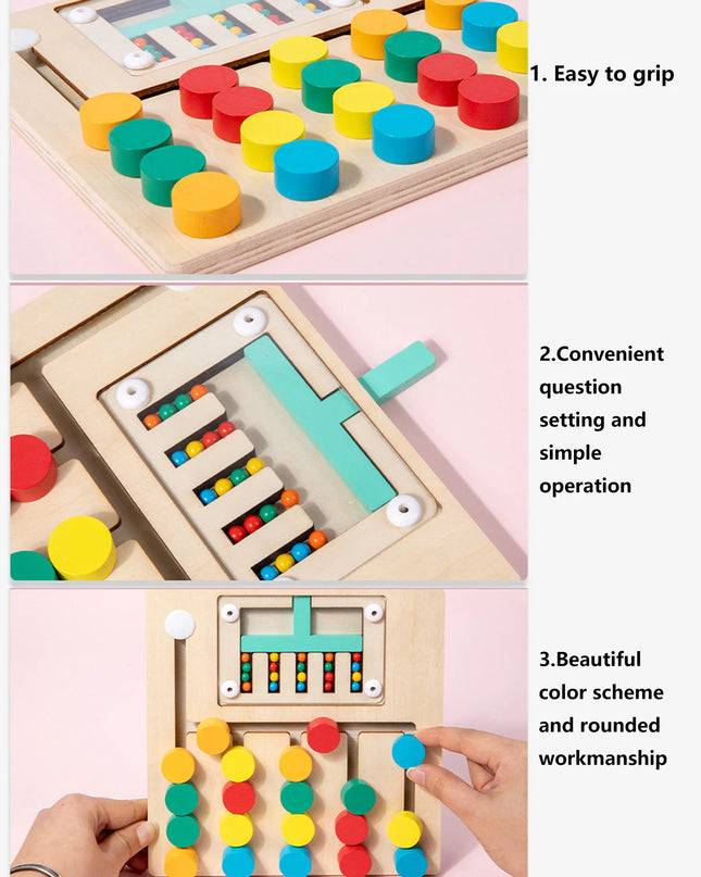 Montessori Wooden Color Matching Puzzles, Logic Game,Thinking Training Enlightenment Hand-eye Coordination Early Educational Toy
