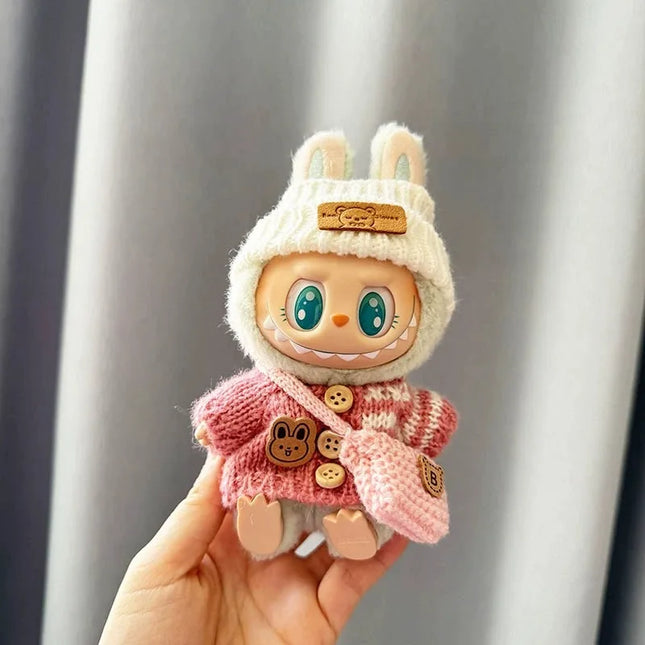 Labubu I II Sitting Party Clothing Idol Dolls Cute Mini Plush Doll'S Clothes Easter Colorful Bunny Sweater Labubu Accessories