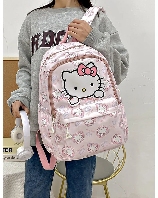 Sanrio Backpack For Kids Cartoon Hello Kitty Kuromi Bookbag Student Teenager Girl Boy Nylon Shoulders Bag Schoolbag Kawaii Bags