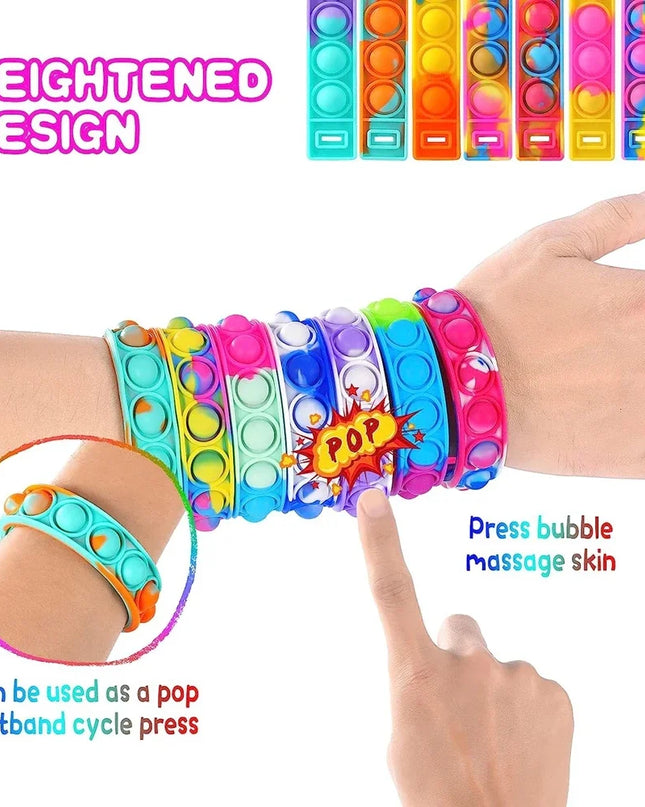 Fidget Toys Pop Bracelet Party Favors Bubble Bracelets Push Poping Sensory Stress Reliever Toys for Kids Children Gifts