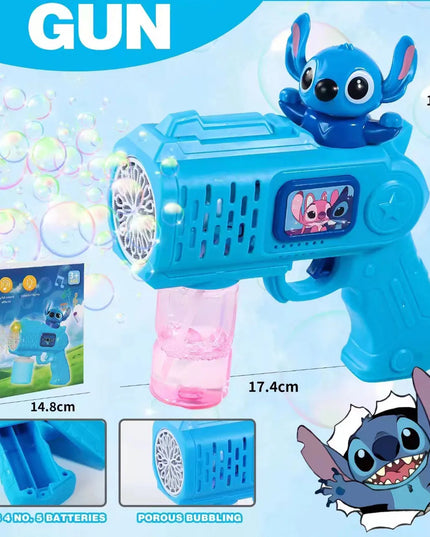 New Stitch Electric Bubble Gun Kids Toy Bubbles Machine Automatic Soap Blower With Light Outdoor Games Boys And Girls Gift