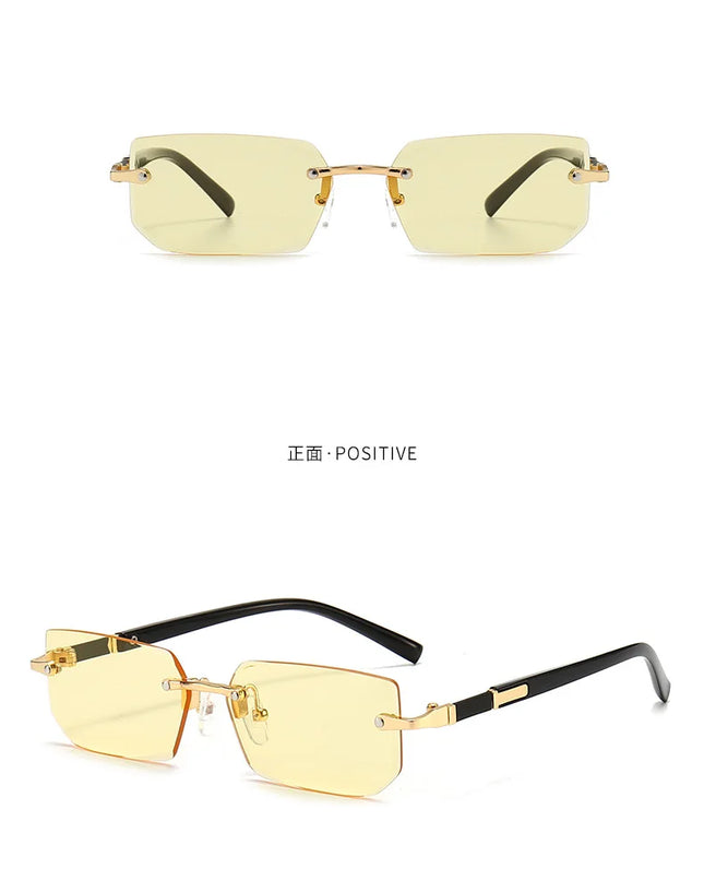 Rimless Sunglasses Rectangle Fashion Popular Women Men Shades Small Square Sun Glasses For Female Male Summer Traveling Oculos