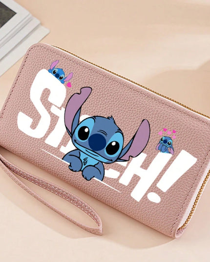 Stitch Long Zip Wallet with Stitch Print & Wrist Strap, Multi-Card Cute Cartoon Pattern Soft Texture Wallet for Women, 4 Colors