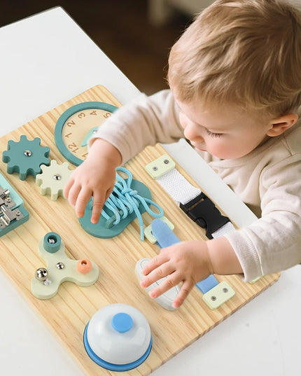 Montessori Busy Board for Toddlers Wooden Activity Sensory Board for Fine Motor Skills Travel Educational Learning  Toys for Kid
