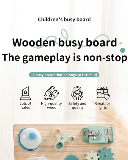 Montessori Busy Board for Toddlers Wooden Activity Sensory Board for Fine Motor Skills Travel Educational Learning  Toys for Kid