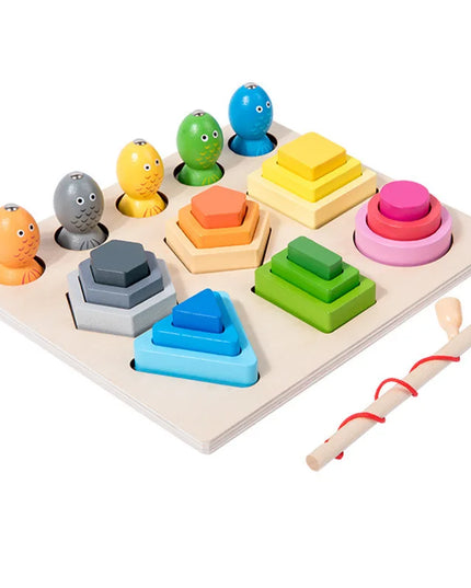 Montessori  Wooden Color Shape Cognitive Classification Matching Puzzle Children's Magnetic Fishing Learning Educational Toys