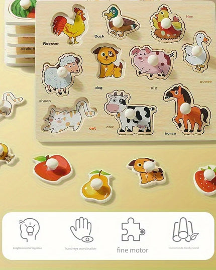Montessori early education geometry beginner puzzle board, hand-held fixed board puzzle development, puzzle block shape matching