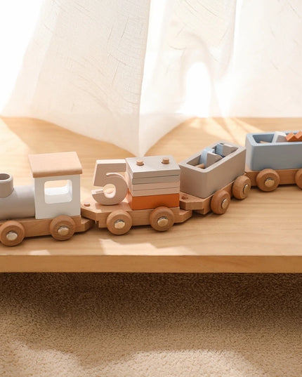 Montessori Toys Wooden Train Birthday Toy Baby Educational Toys Wooden Trolley Baby Learning Toys Number Of Wood Baby Toys Gifts