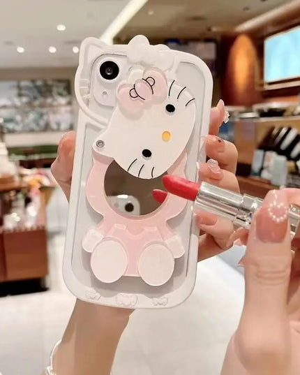 Sanrio Hello Kitty make-up mirror phone case for iPhone 16 case protective cover fall-proof transparent premium feeling