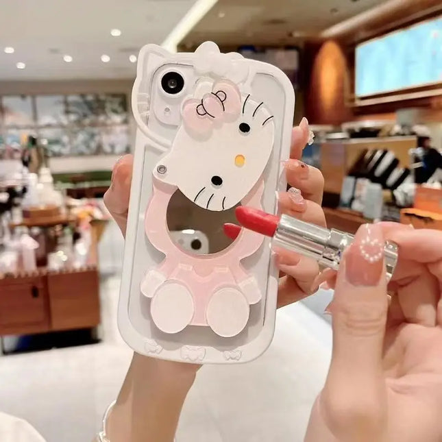 Sanrio Hello Kitty make-up mirror phone case for iPhone 16 case protective cover fall-proof transparent premium feeling