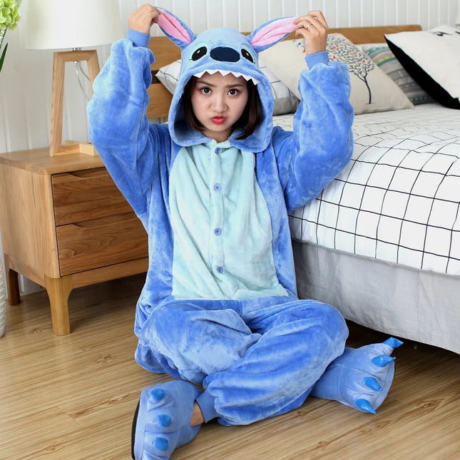 Kigurumi Stitch Cartoon Pajamas Onesies For Adults Women Men Animal Pyjamas Jumpsuits Christmas Halloween Cosplay Party Costumes