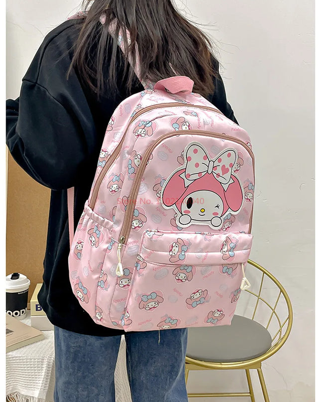 Sanrio Backpack For Kids Cartoon Hello Kitty Kuromi Bookbag Student Teenager Girl Boy Nylon Shoulders Bag Schoolbag Kawaii Bags