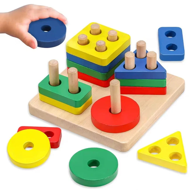 Montessori Wooden Games Baby Toys Puzzle Geometry Educational Games Kids Development Early Learning Toys For Children 1 Year 2