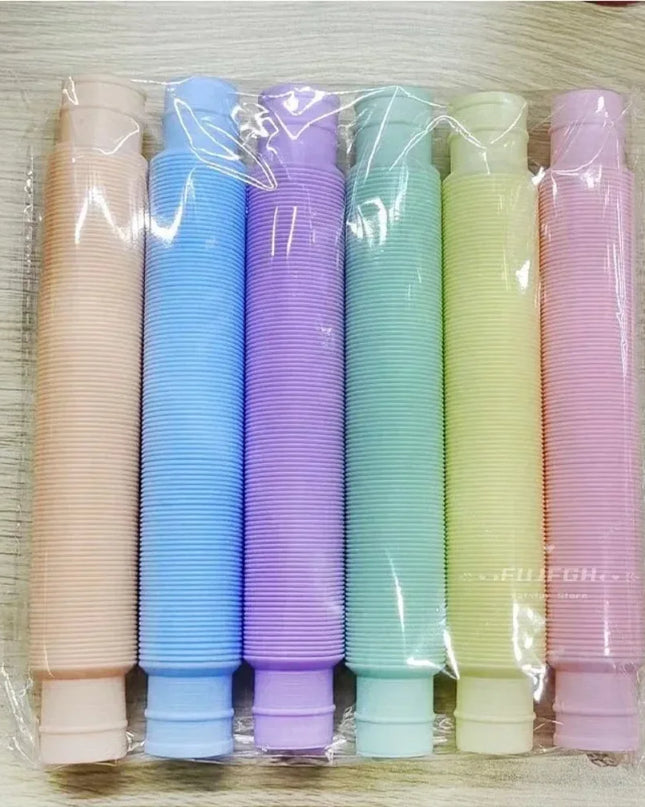 6 12 18 24 30 Pcs Pop Tubes Sensory Toys Fidget Stress Relief Decompression Finger Squeeze Toy Telescopic Tube for Kids Teenager