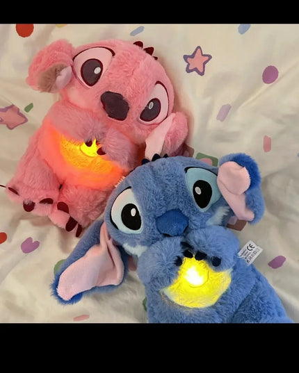 Stitch Anime Plush Doll With Lighting Music Airbag Kawaii Appease Toy Baby To Soothe Sleep Peluche For Kids Gift