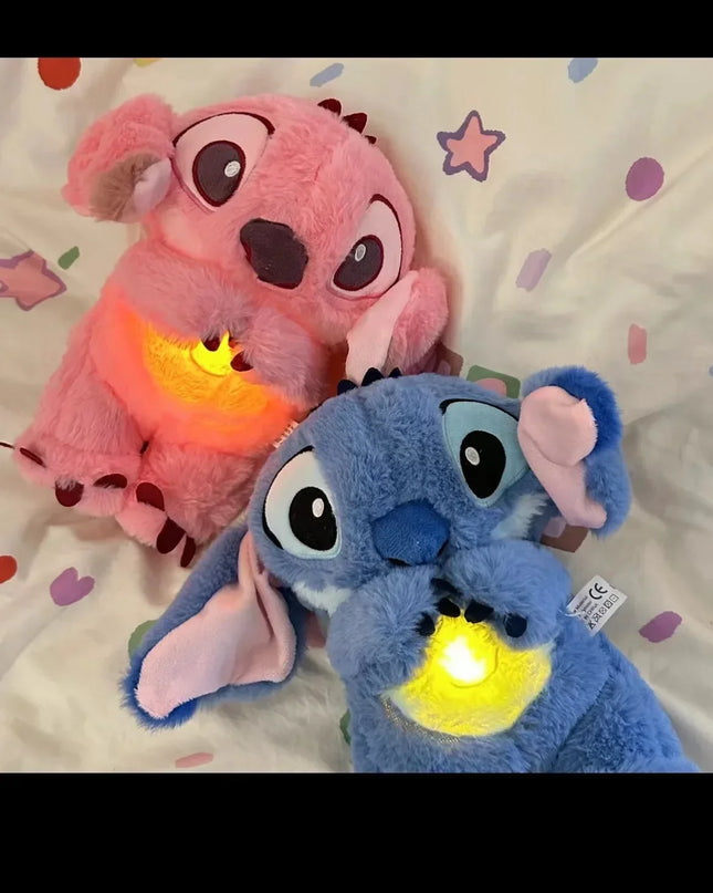 Stitch Anime Plush Doll With Lighting Music Airbag Kawaii Appease Toy Baby To Soothe Sleep Peluche For Kids Gift