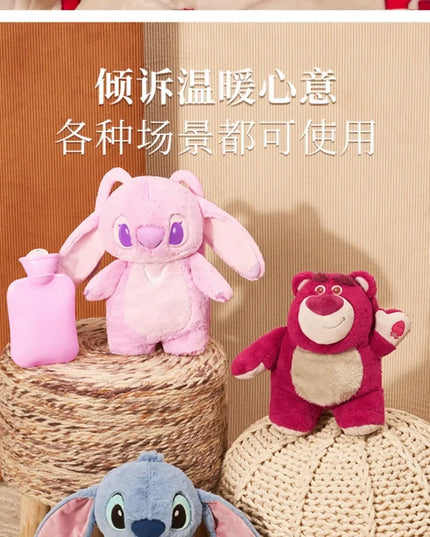 Stitch Angel Lotso peluche a mano bottiglia calda bottiglie di acqua calda inverno portatile borsa a mano calda