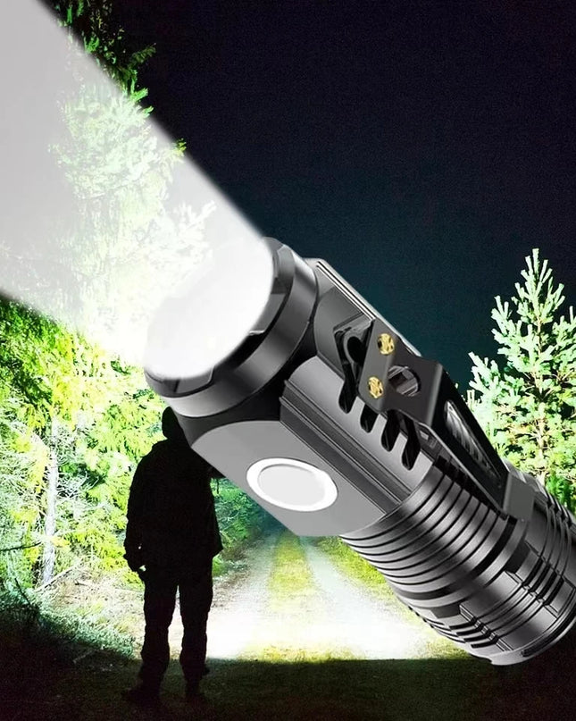 LED Strong Light Flashlight Rechargeable Multi functional for Long Range Portable Outdoor Home Mini Flashlight Cap Clip Light