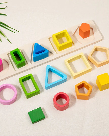 Montessori  Wooden Color Shape Cognitive Classification Matching Puzzle Children's Magnetic Fishing Learning Educational Toys
