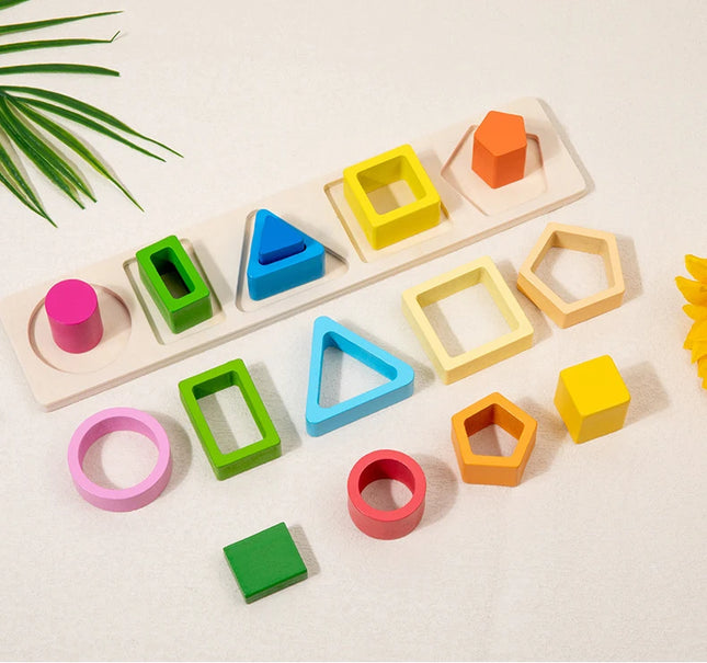 Montessori  Wooden Color Shape Cognitive Classification Matching Puzzle Children's Magnetic Fishing Learning Educational Toys