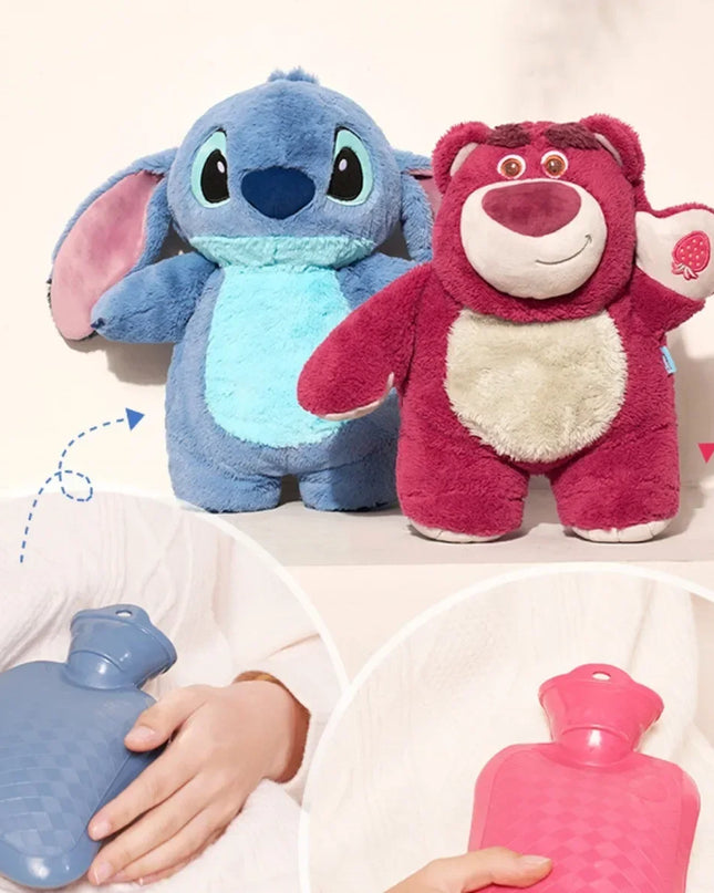 Stitch Angel Lotso peluche a mano bottiglia calda bottiglie di acqua calda inverno portatile borsa a mano calda