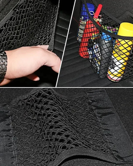 Universal Car Mesh Bag Storage Net Car Storage Bag Double Mesh Trunk Storage Net Car Built-in Storage Bag Car Trunk Storage Net
