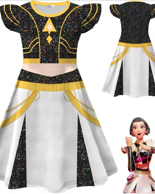 Kids K-Pop Demon Hunters Zoey Rumi Mira Costume Fancy Dress Cosplay Huntrix Idol Movie Cosplay for Girls Kids Halloween Carnival