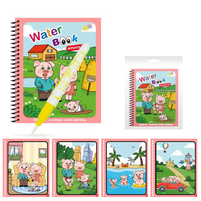 Montessori Toys Reusable Coloring Book Magic Water Drawing Book for Kids Toddler Toy Painting Book Educational Toys for Children