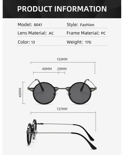 Round Sunglasses For Men Women Retro  Steampunk Sun Glasses Male Female Brand Designer Metal Frame Eyewear Shades Oculos De Sol