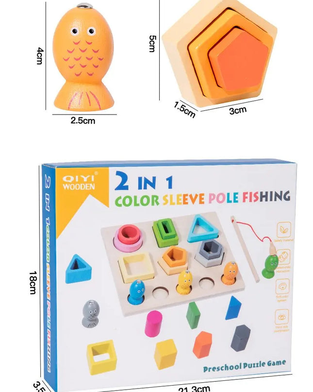 Montessori  Wooden Color Shape Cognitive Classification Matching Puzzle Children's Magnetic Fishing Learning Educational Toys