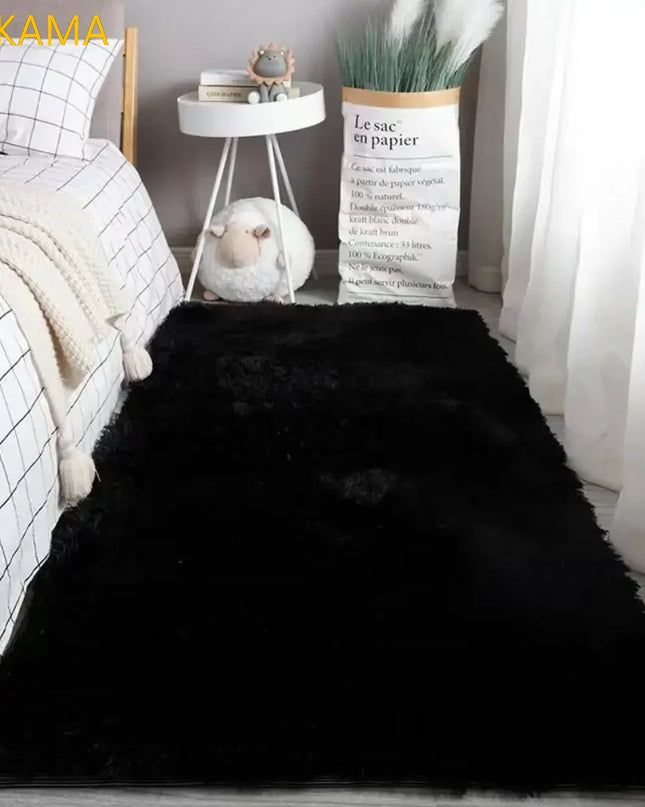 VIKAMA Silk wool Solid Colour Living Room Bedroom Bedside Sofa Soft Mat Home Light Luxury Non-slip Dirty Resistant Washable Rug