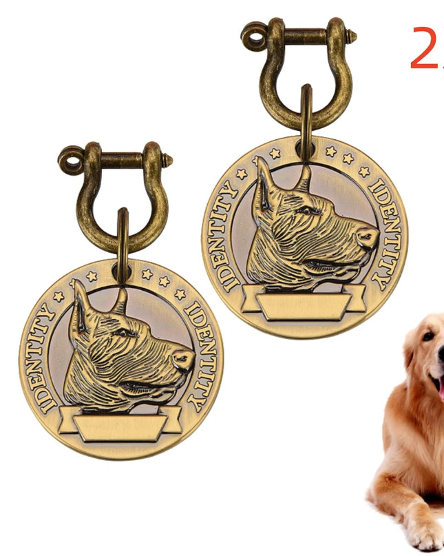 VIP Customizable Engraved Pets ID Tag for Dog Cat Bronze Nameplate Tags Personalized  Address Number Dogs Collar ID Pendant