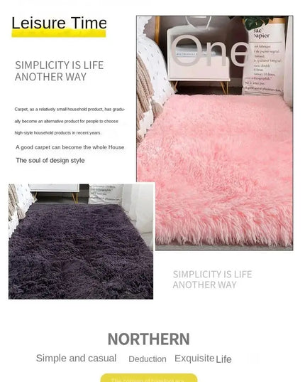 VIKAMA Silk wool Solid Colour Living Room Bedroom Bedside Sofa Soft Mat Home Light Luxury Non-slip Dirty Resistant Washable Rug