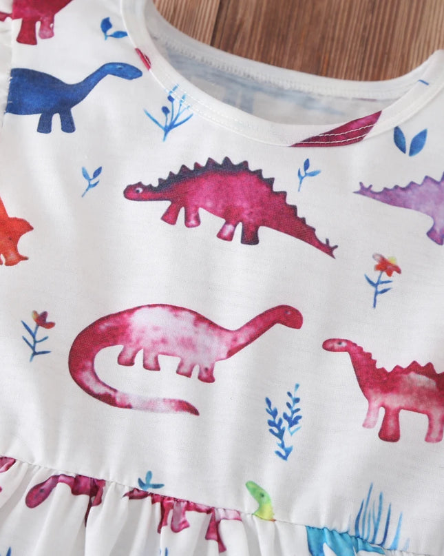 New Baby Girl Clothes Dress Casual Color Unicorn Dinosaur Lovely Korean Summer Cotton Clothing Children Kids Baby Girl Dresses