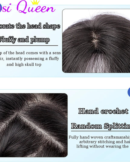 AOSI Synthetic Eight-character Bangs Wig For Women With High Hair Volume And High Skull Covering Gray Hair Replacement Wig