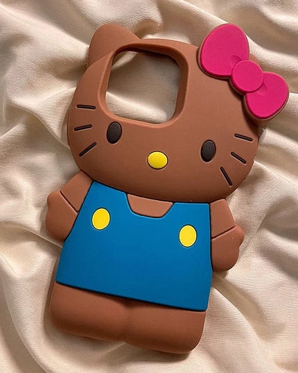 Cute Cartoon Sanrio Hello Kitty Phone Case For iPhone 16 15 14 13 12 11 Pro Max Shockproof 3D Stereoscopic Soft Silicone Cover
