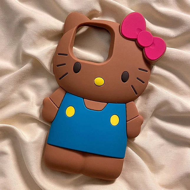Cute Cartoon Sanrio Hello Kitty Phone Case For iPhone 16 15 14 13 12 11 Pro Max Shockproof 3D Stereoscopic Soft Silicone Cover