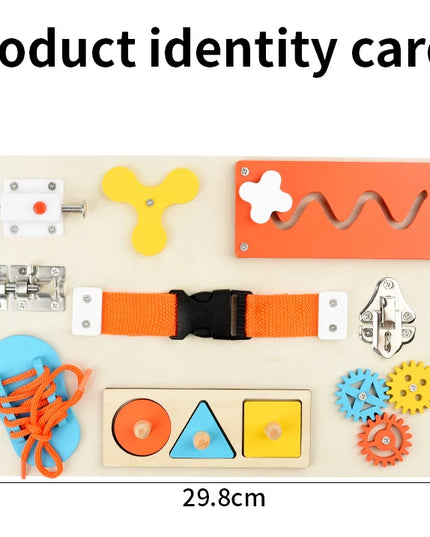 Montessori Wooden Busy Board Unlock Toy Essential Educational Sensory Board for Toddlers Intelligence Development Toys Gift