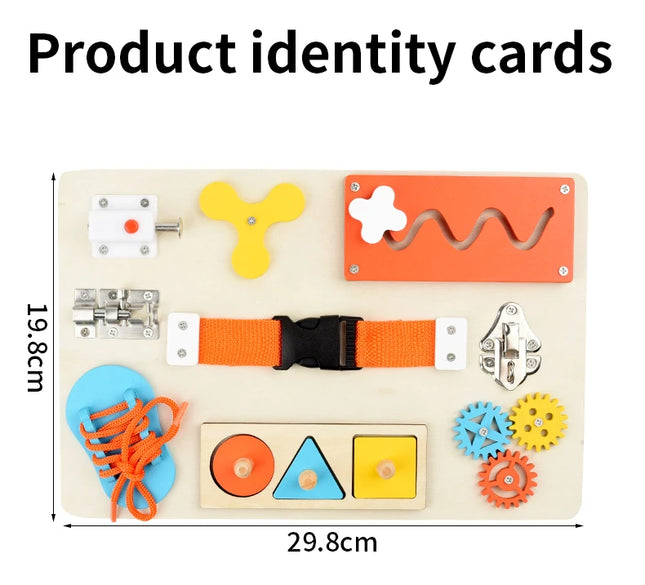 Montessori Wooden Busy Board Unlock Toy Essential Educational Sensory Board for Toddlers Intelligence Development Toys Gift