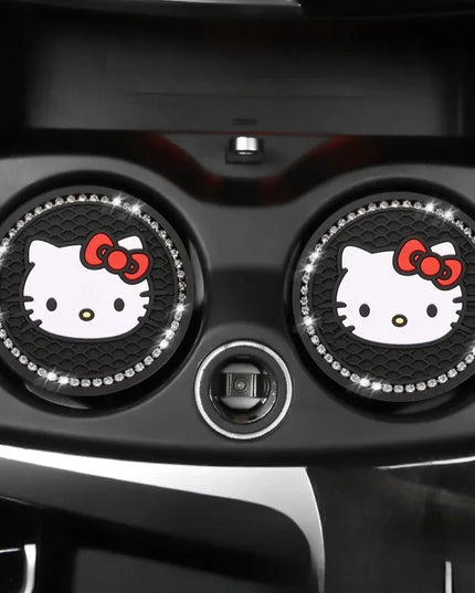 2pcs Sanrio Hello Kitty Car cup Coasters Cartoon car inner Decoration Anti Slip Mat silicone Car Cup pad Gifts for girl friend