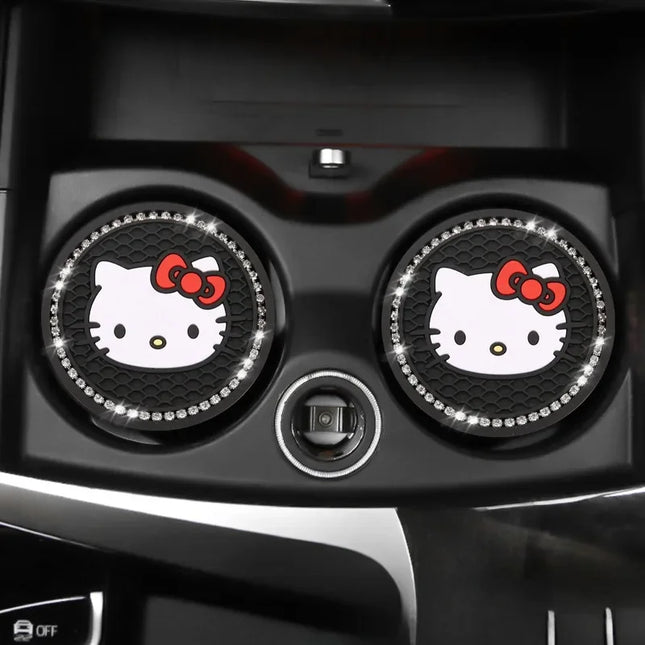 2pcs Sanrio Hello Kitty Car cup Coasters Cartoon car inner Decoration Anti Slip Mat silicone Car Cup pad Gifts for girl friend