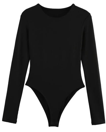 HXAO 2025 Brown Top Bodysuit Women Spring Body Sexy Women Long Sleeve Body Woman Black Spandex Bodysuit Resort Thongs Rave Oufit
