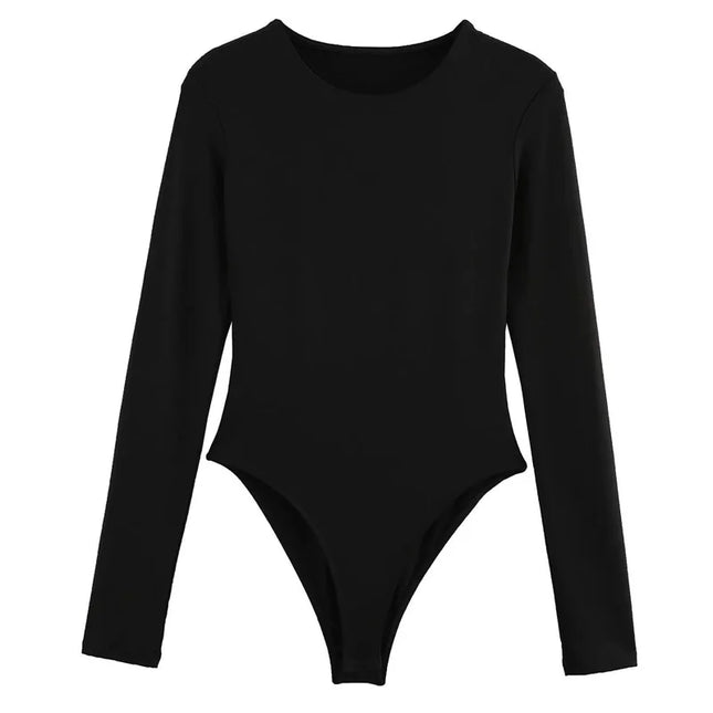 HXAO 2025 Brown Top Bodysuit Women Spring Body Sexy Women Long Sleeve Body Woman Black Spandex Bodysuit Resort Thongs Rave Oufit
