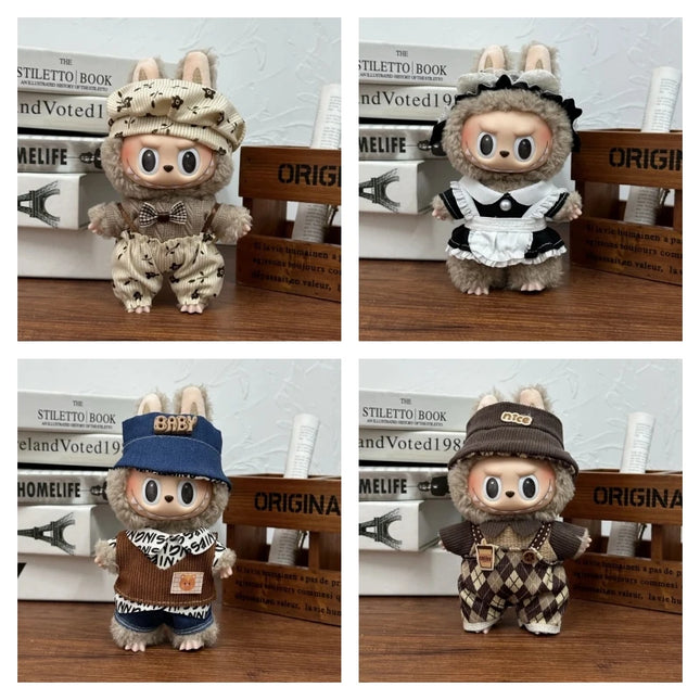 Suitable for 17cm Labubu Clothes Cute Overalls Skirt Suit V1 V2 V3 DIY Clothing Accessories Creative Children's Toy Gifts
